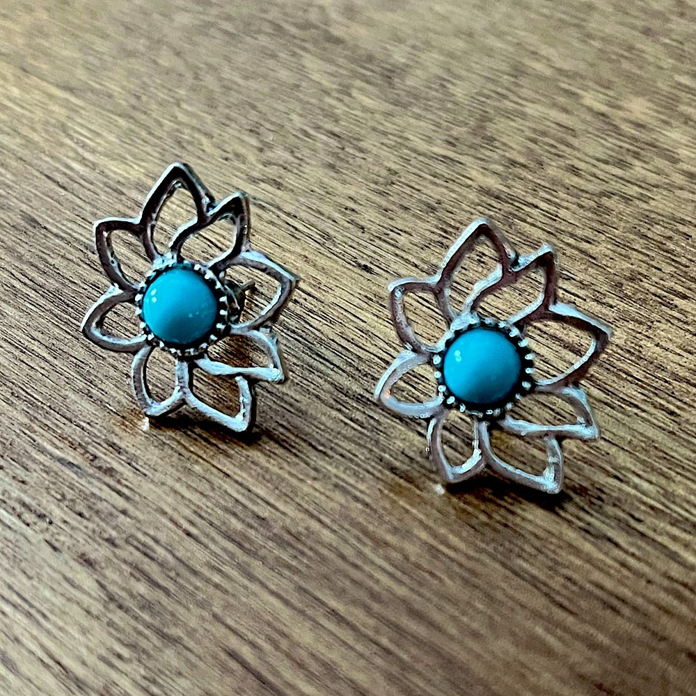 🩵Lotus Turquoise Earrings